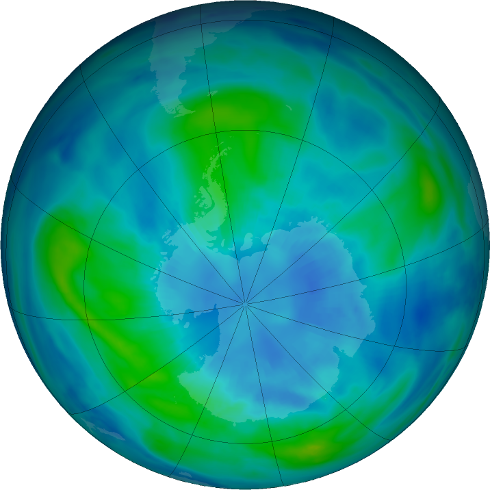 Antarctic ozone map for 05 April 2022